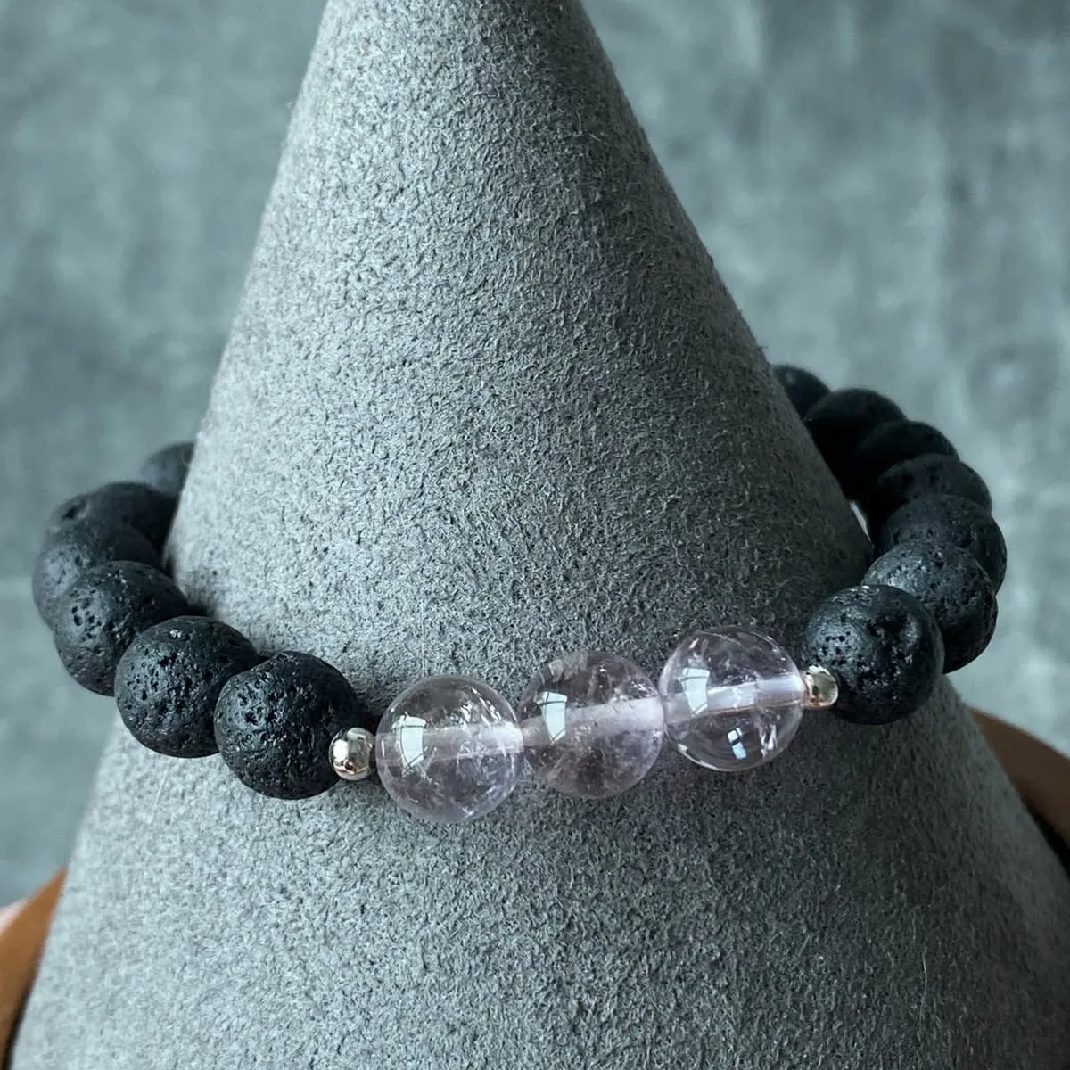 Ametrine & Lava Stone Men Bracelet