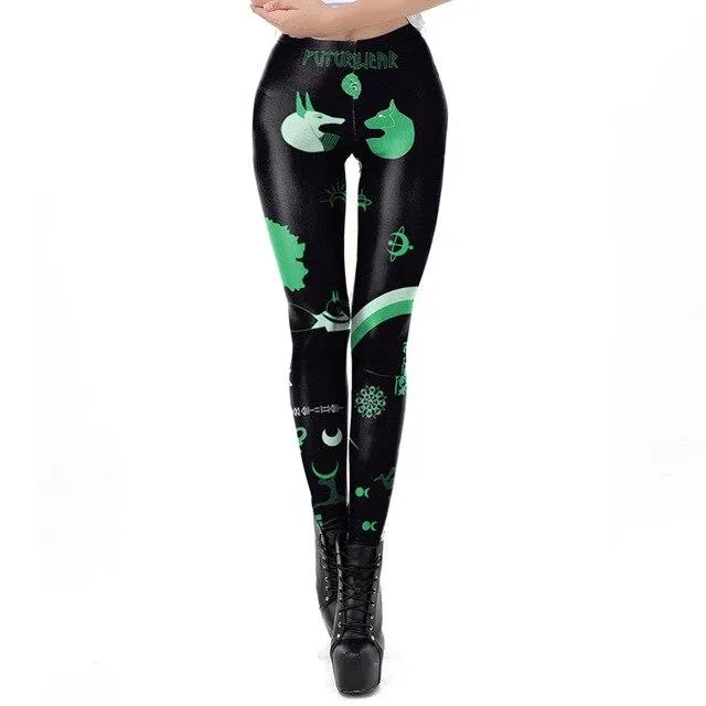 Animal Gothic 3D Printed Slim Fit Elastic Women's Leggings for Fitness