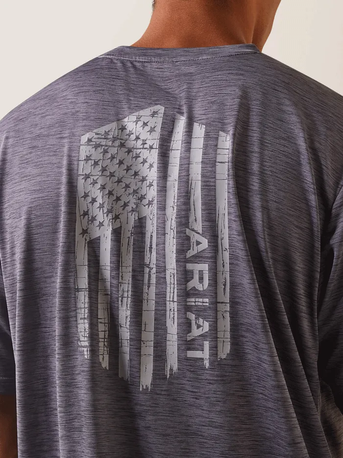 Ariat 10043340 Mens Charger Vertical Flag Tee Greystone