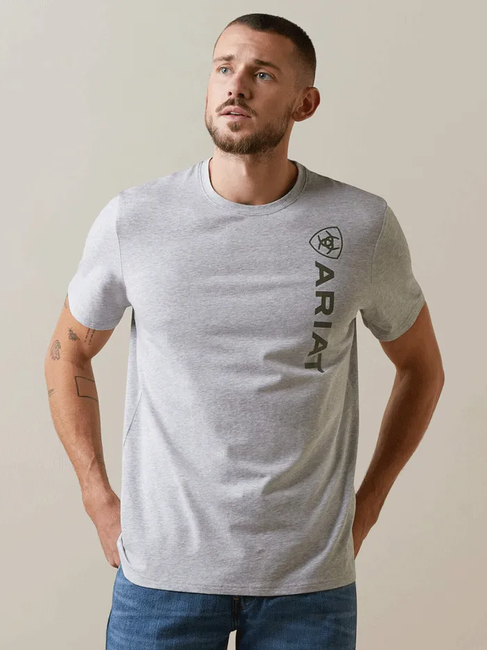 Ariat 10043371 Mens Vertical Logo T-Shirt Heather Grey