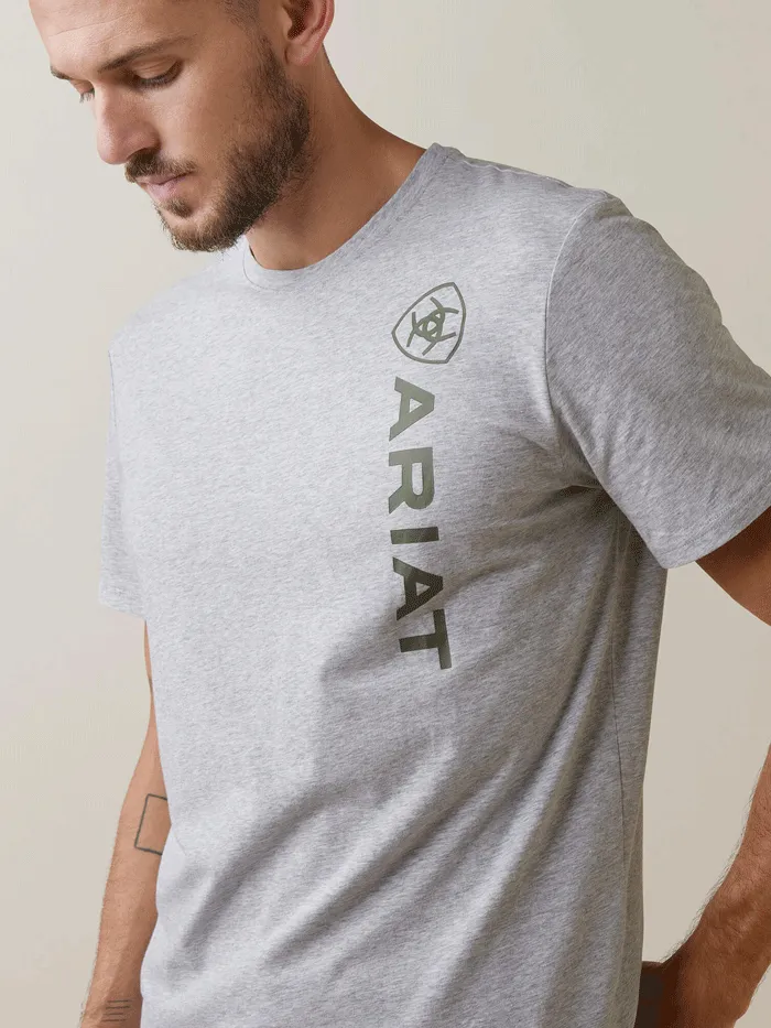 Ariat 10043371 Mens Vertical Logo T-Shirt Heather Grey