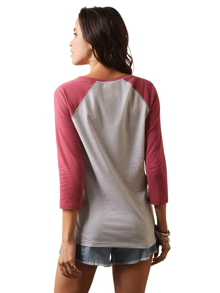 Ariat 10043409 Womens Painted Dreams T-Shirt Grey And Earth Red