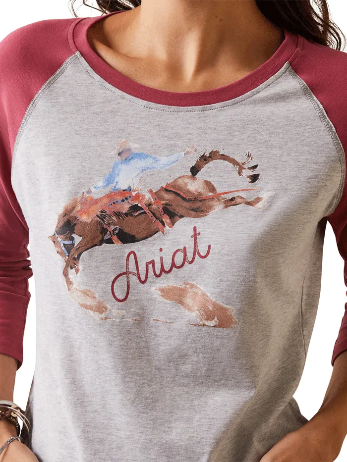 Ariat 10043409 Womens Painted Dreams T-Shirt Grey And Earth Red