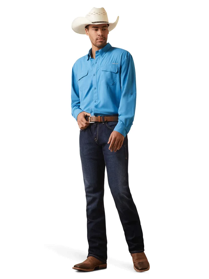 Ariat 10043422 Mens VentTEK Outbound Classic Fit Long Sleeve Shirt Cendre Blue