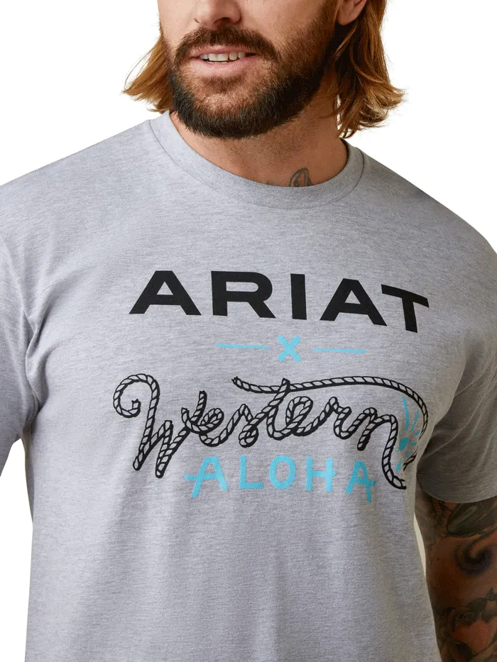 Ariat 10044011 Mens Roper Western Aloha T-Shirt Heather Grey