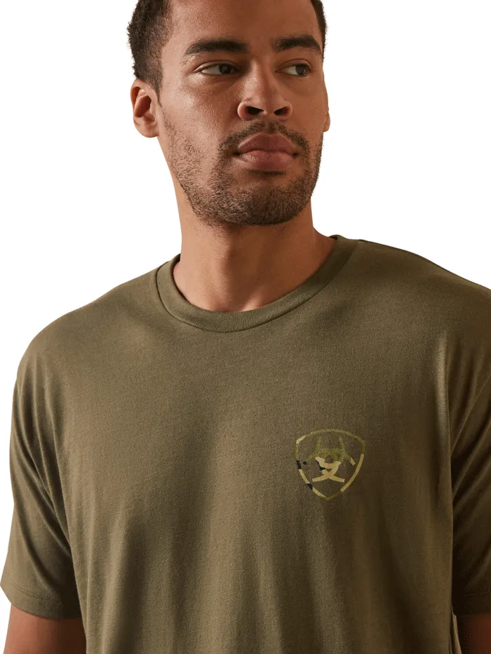 Ariat 10044779 Mens Tonal Camo Flag T-Shirt Military Heather