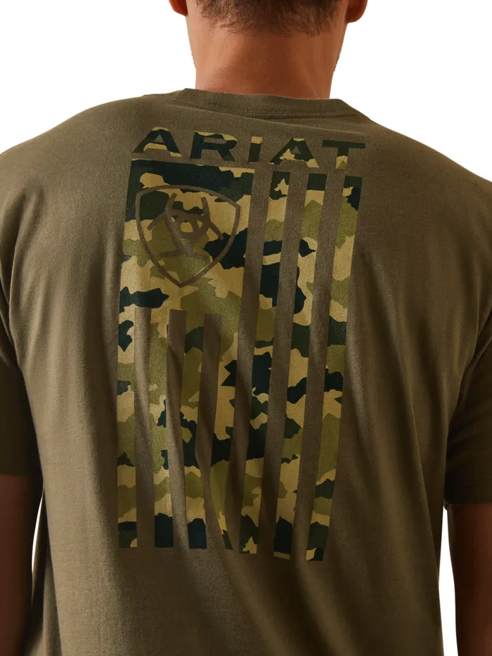 Ariat 10044779 Mens Tonal Camo Flag T-Shirt Military Heather