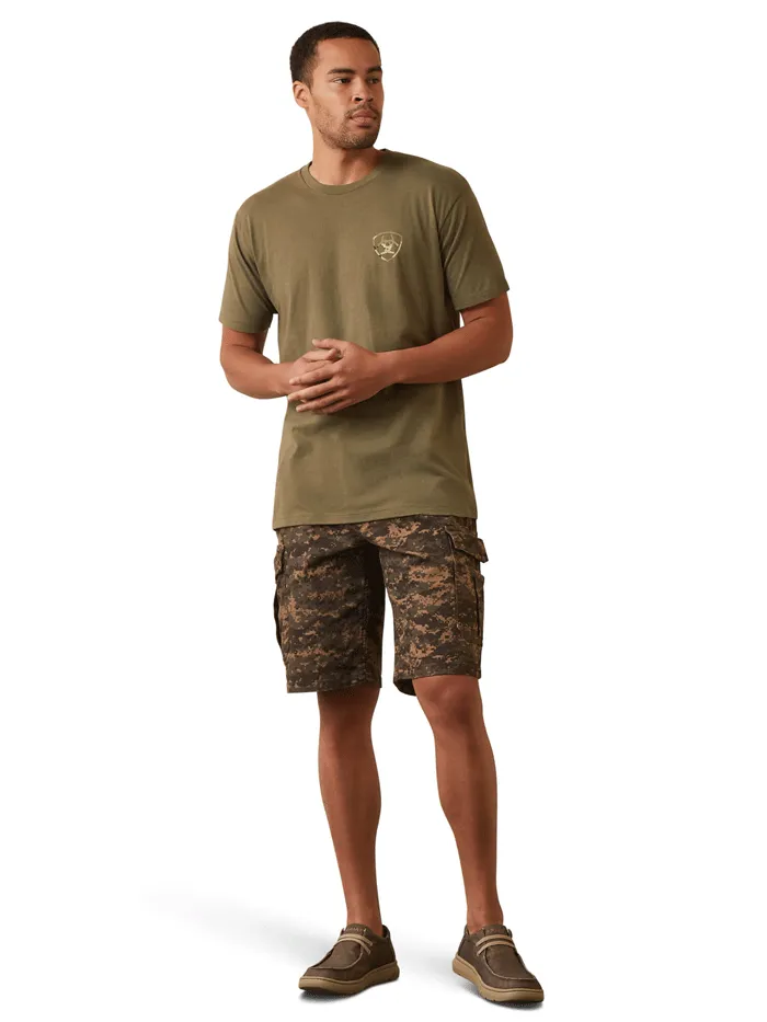 Ariat 10044779 Mens Tonal Camo Flag T-Shirt Military Heather