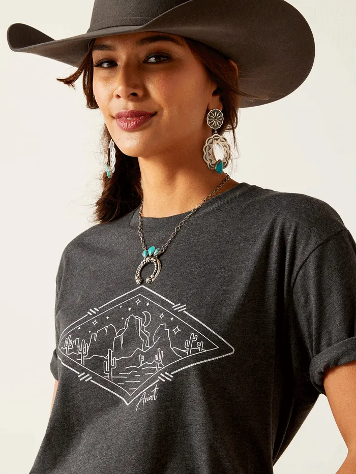 Ariat 10047639 Womens Desert Diamond T-Shirt Charcoal Heather