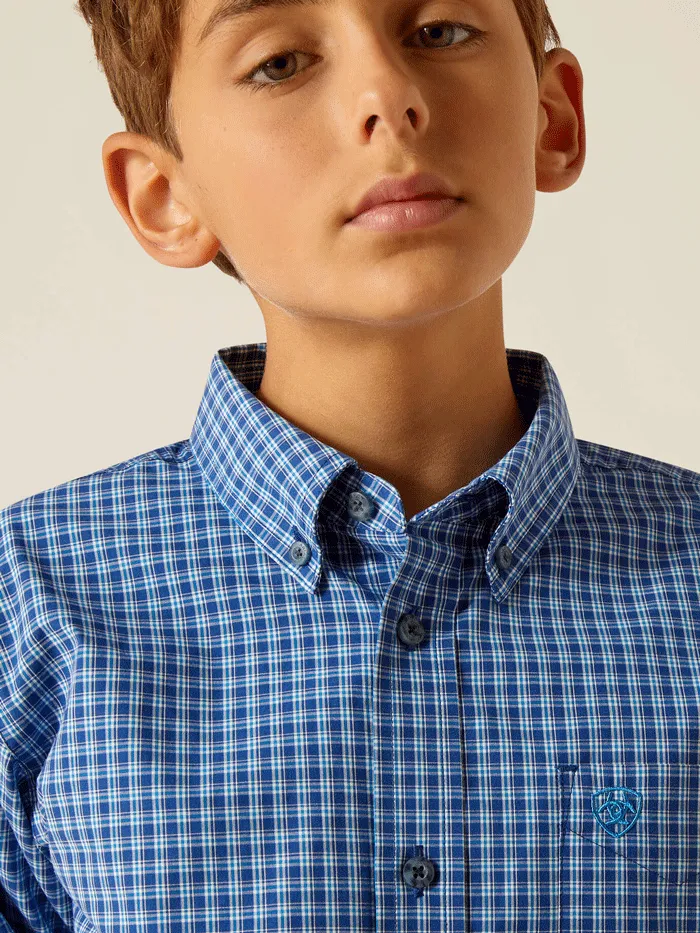 Ariat 10048654 Kids Pro Series Perrin Classic Fit Shirt Blue