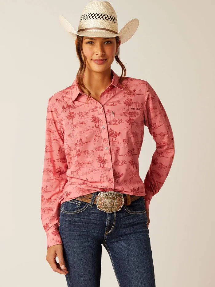 Ariat 10048862 Womens VentTEK Stretch Shirt Faded Rose Toile