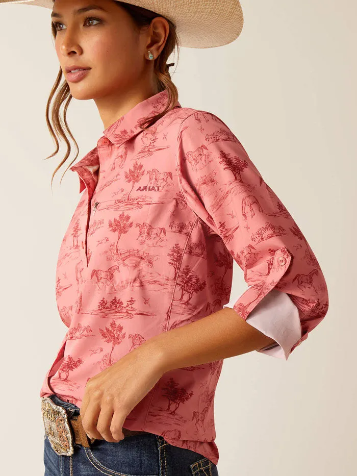 Ariat 10048862 Womens VentTEK Stretch Shirt Faded Rose Toile