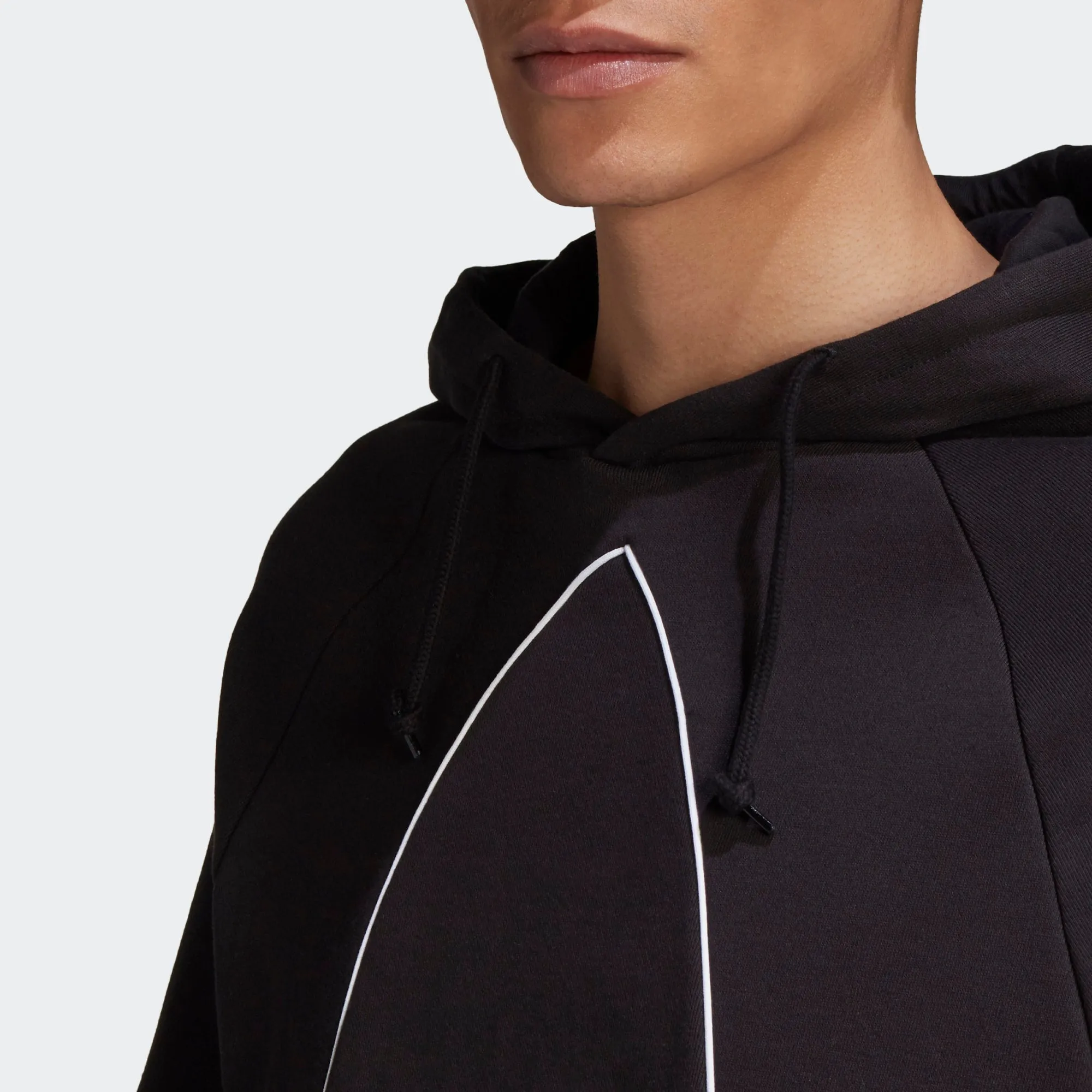 BIG TREFOIL OUTLINE HOODIE Black / White-GE0823