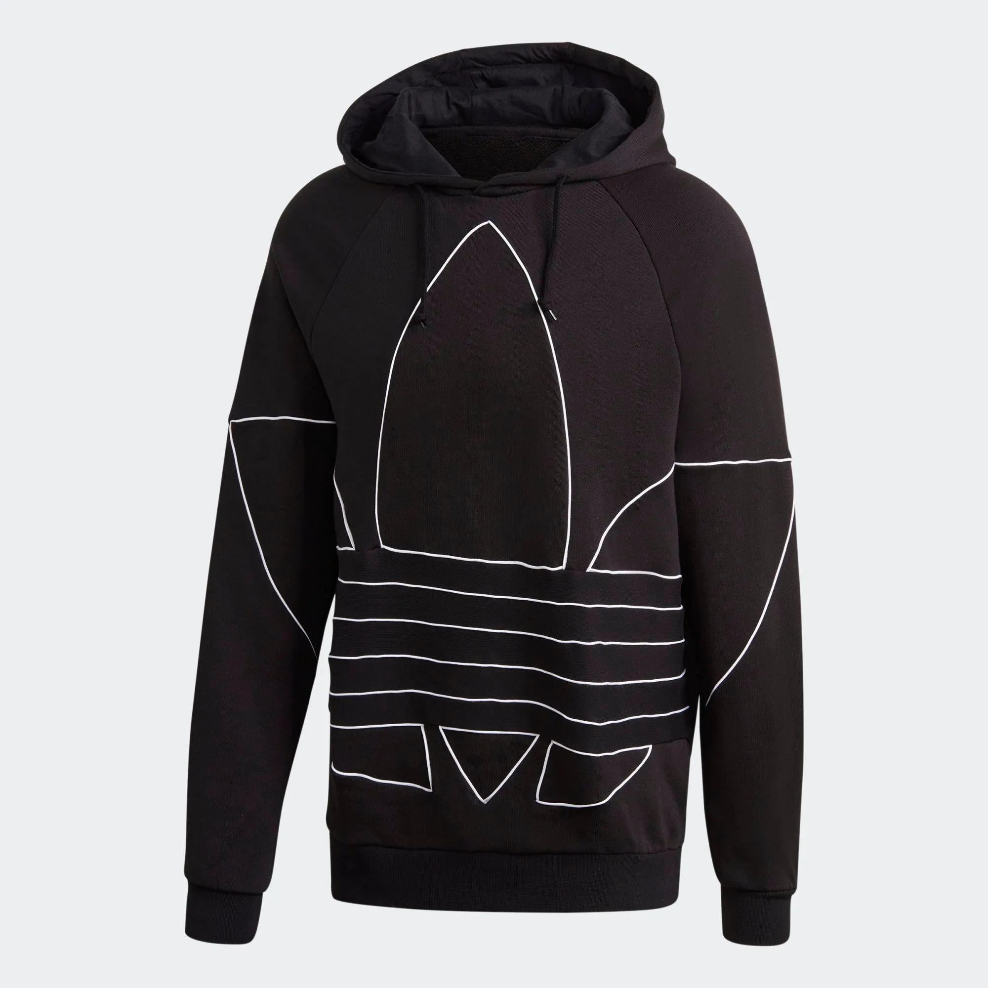 BIG TREFOIL OUTLINE HOODIE Black / White-GE0823