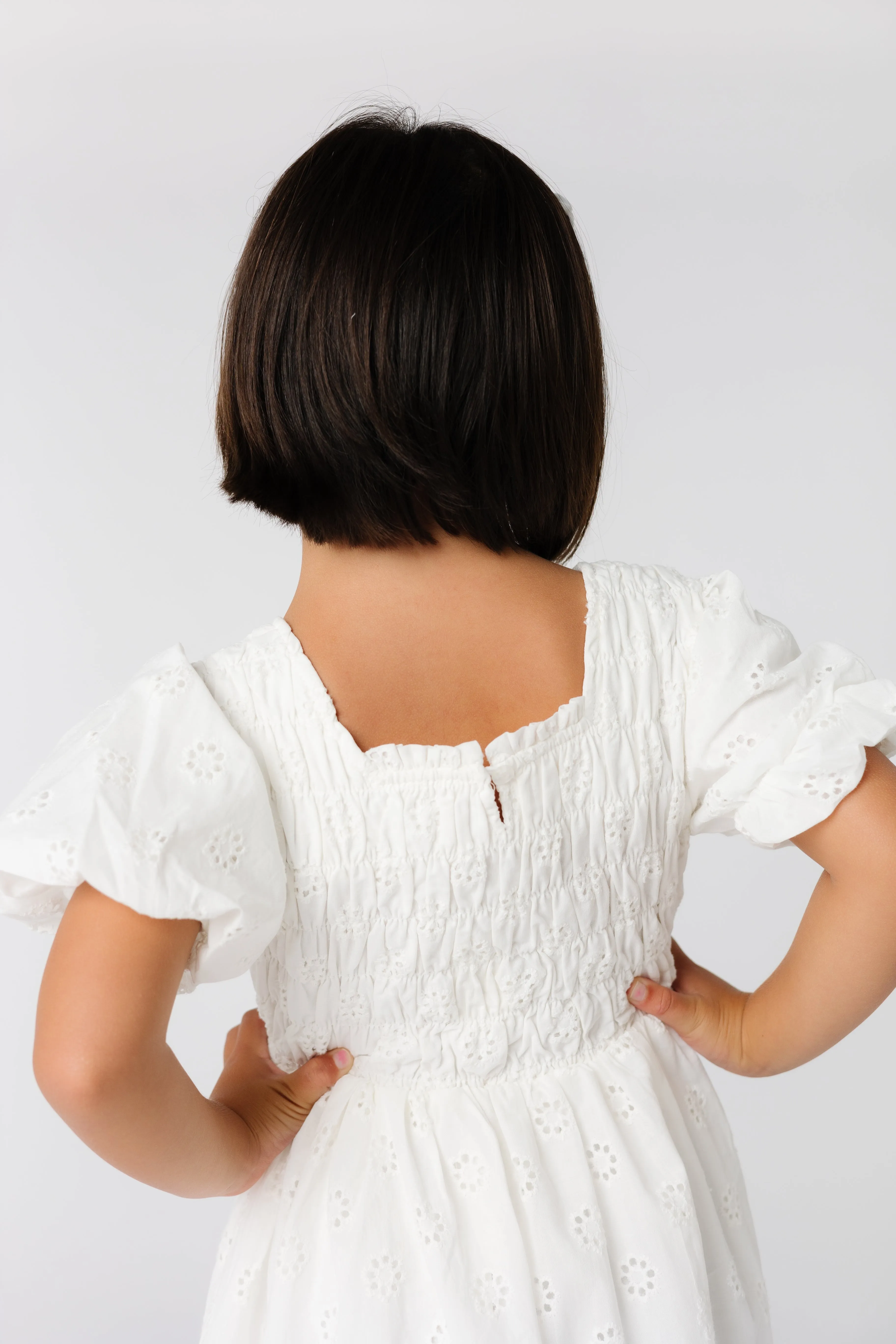 Brass & Roe Ella Girl's Eyelet Neck Dress