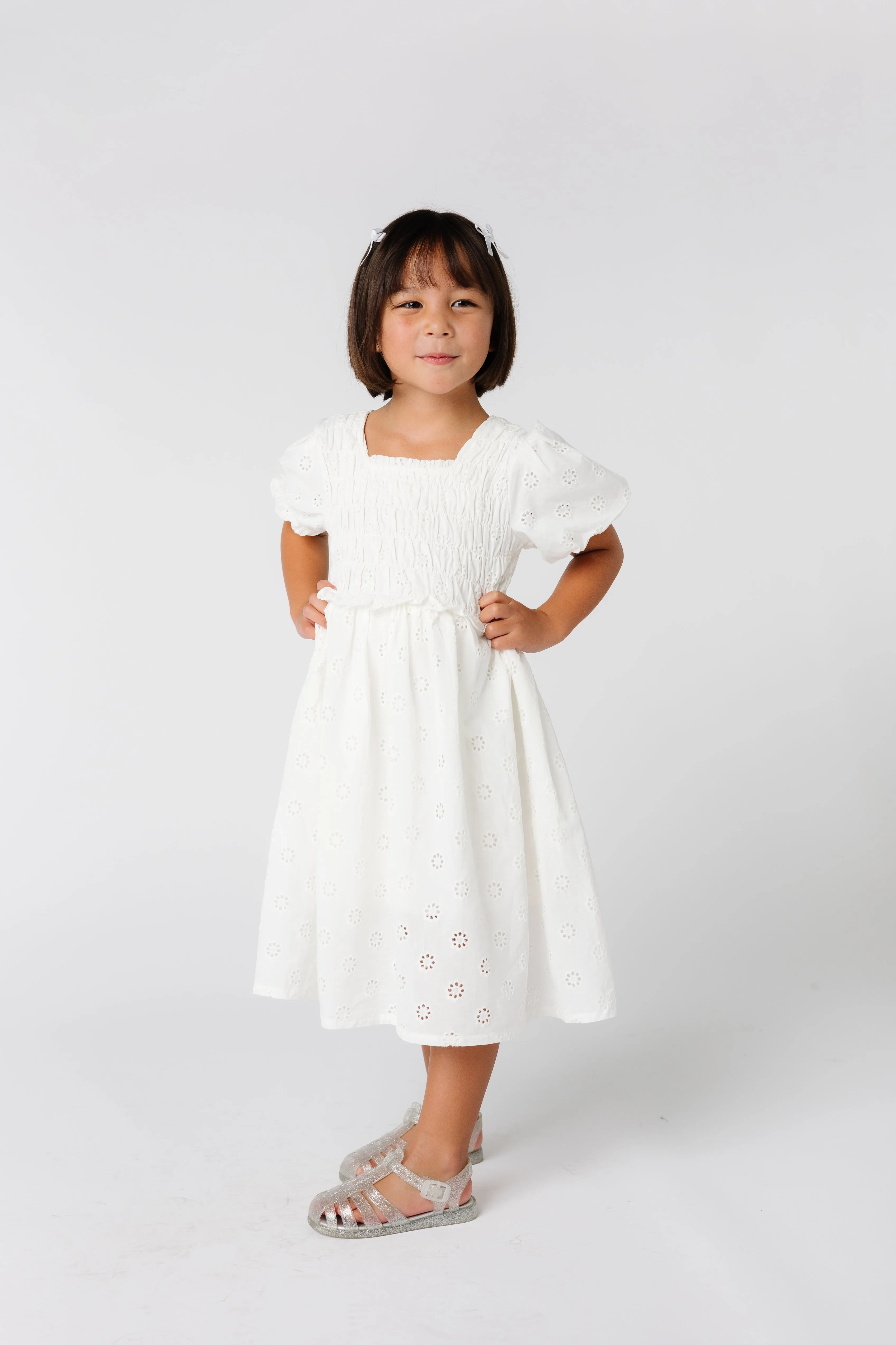 Brass & Roe Ella Girl's Eyelet Neck Dress