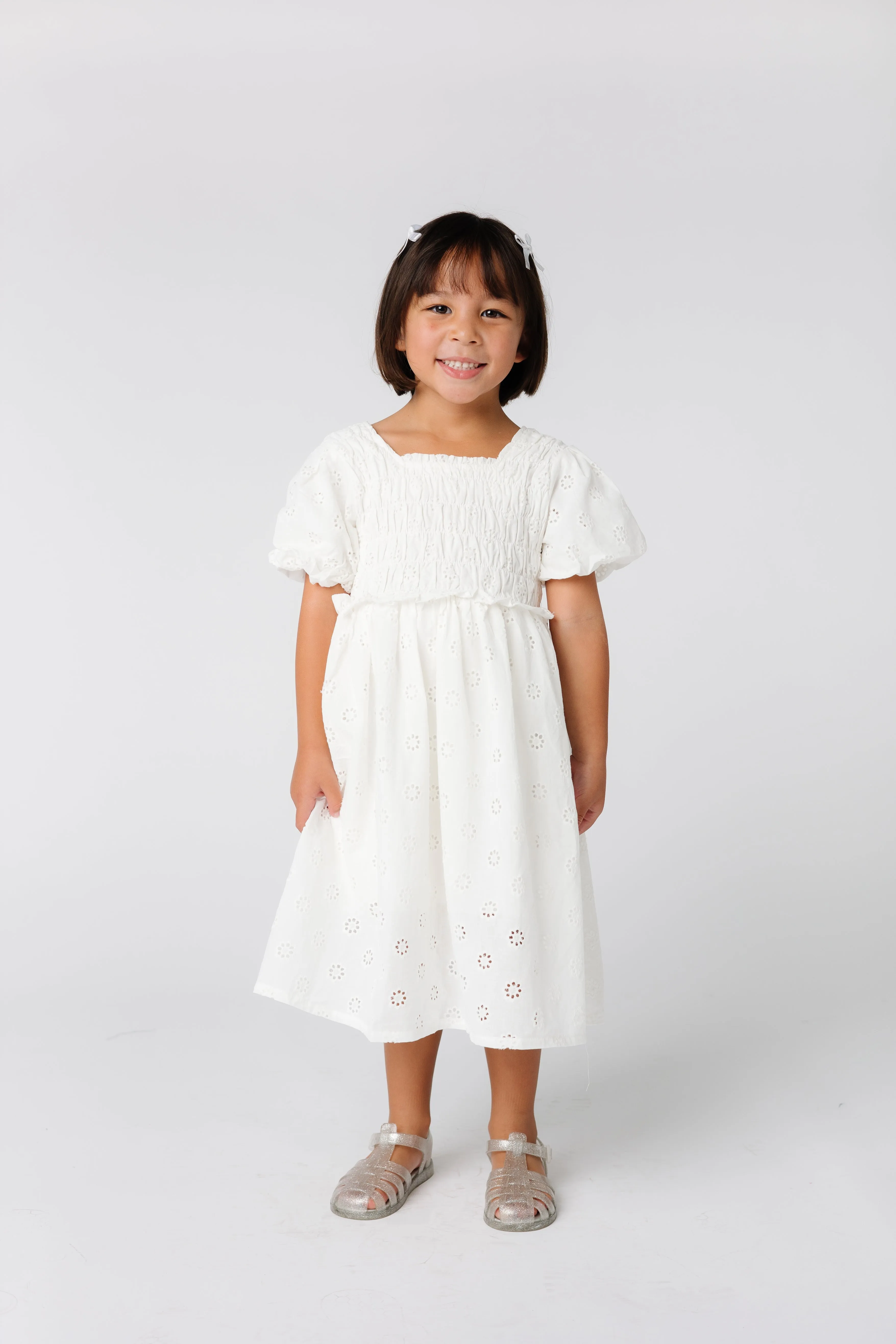 Brass & Roe Ella Girl's Eyelet Neck Dress