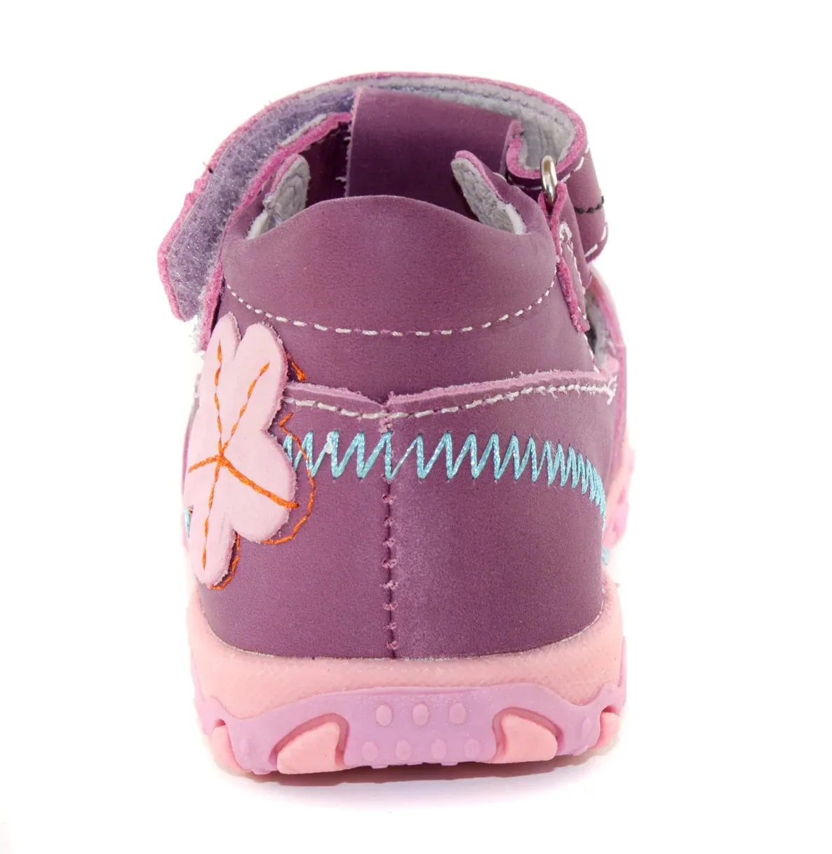 D.D. Step Girls Sandals Mauve With Bees And Flower - Supportive Leather Shoes From Europe Kids Orthopedic