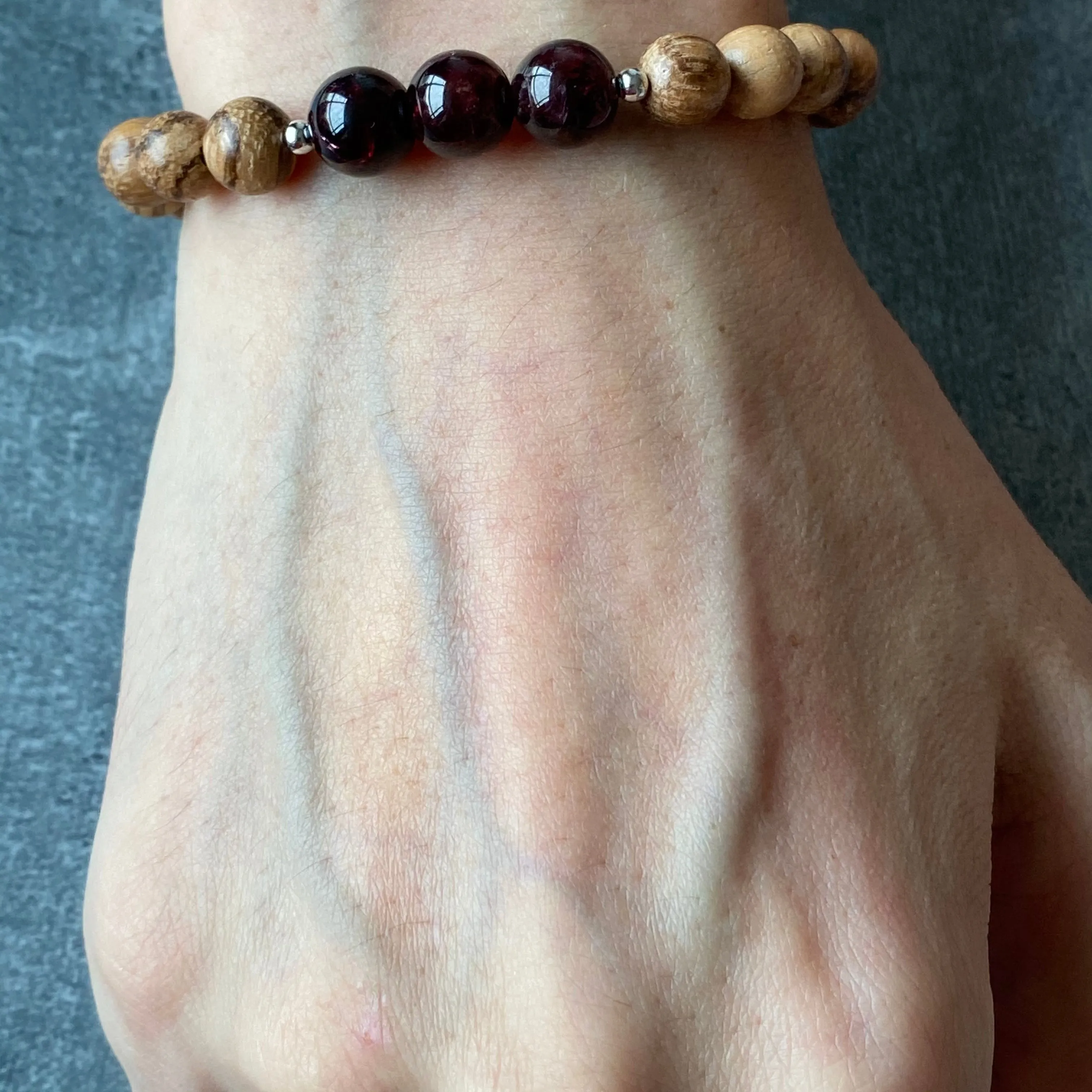 Garnet & Agarwood Men Bracelet