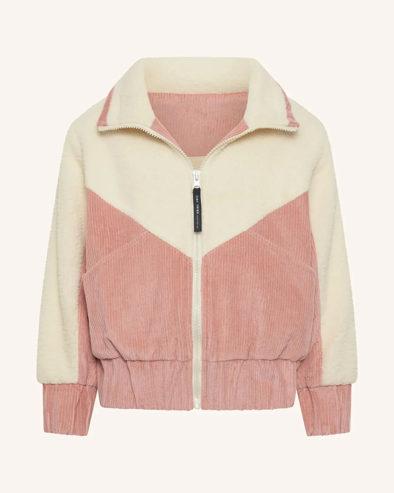 Girls Corduroy Sherpa Zip Jacket - Dusty Rose