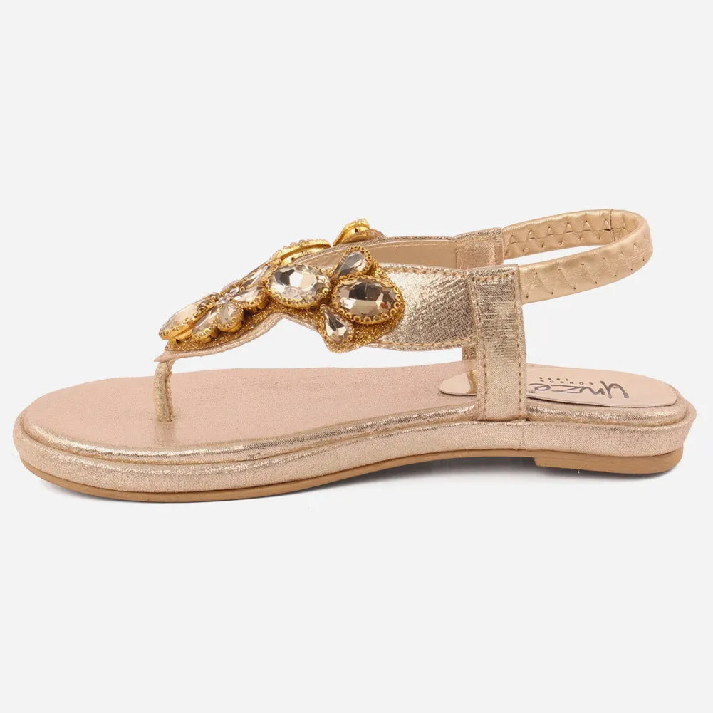 Girls "Gaby" Decorated Flat Sole Sandals