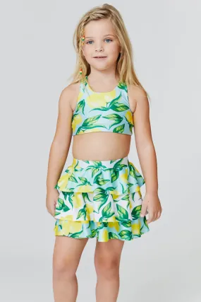 Girls Sports Bra in Aqua Lemon Spritz