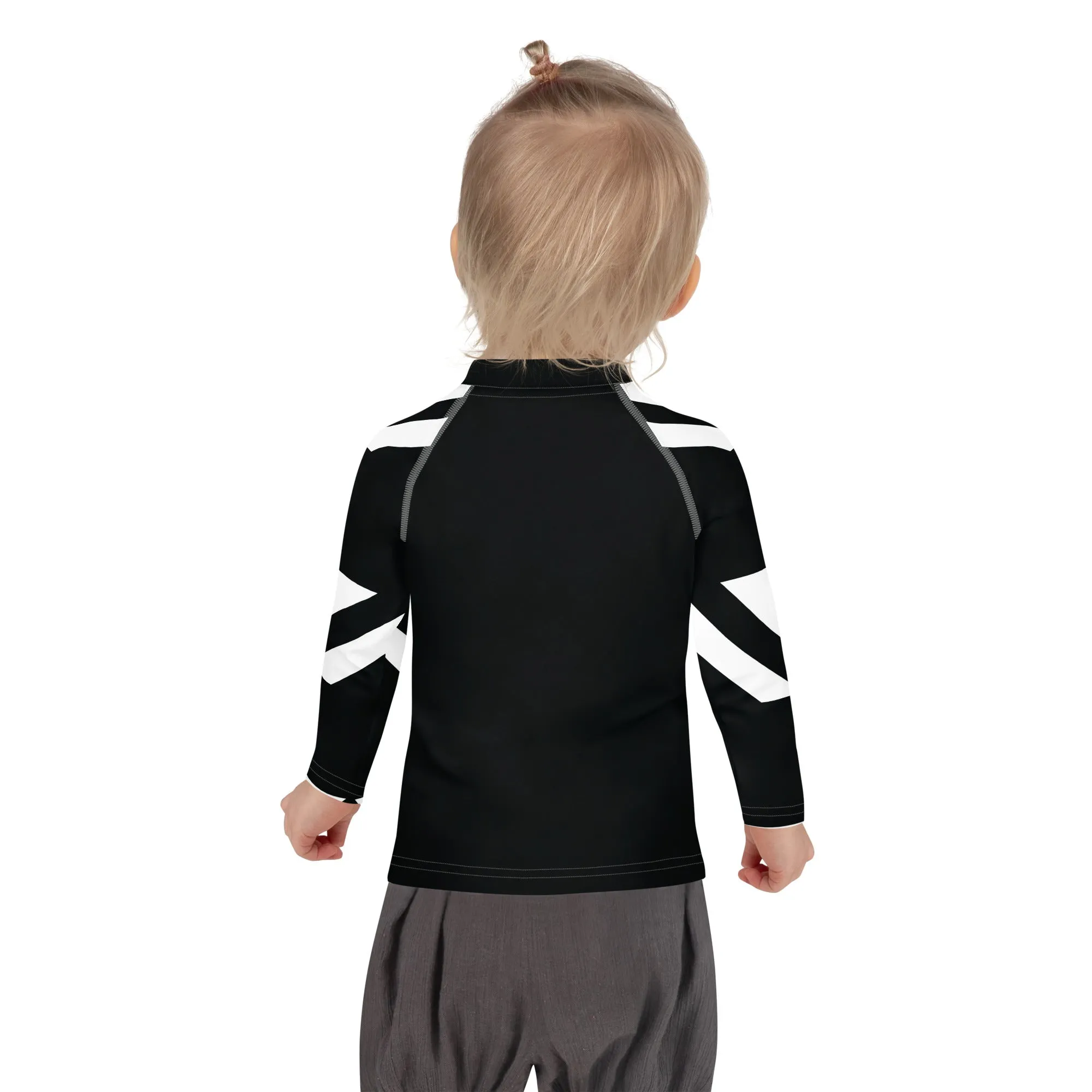 Kid's Girls Long Sleeve BJJ Rash Guard - Houndstooth 001 Noir