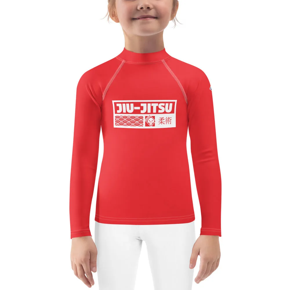 Kid's Girls Long Sleeve BJJ Rash Guard Jiu-Jitsu 001 - Scarlet