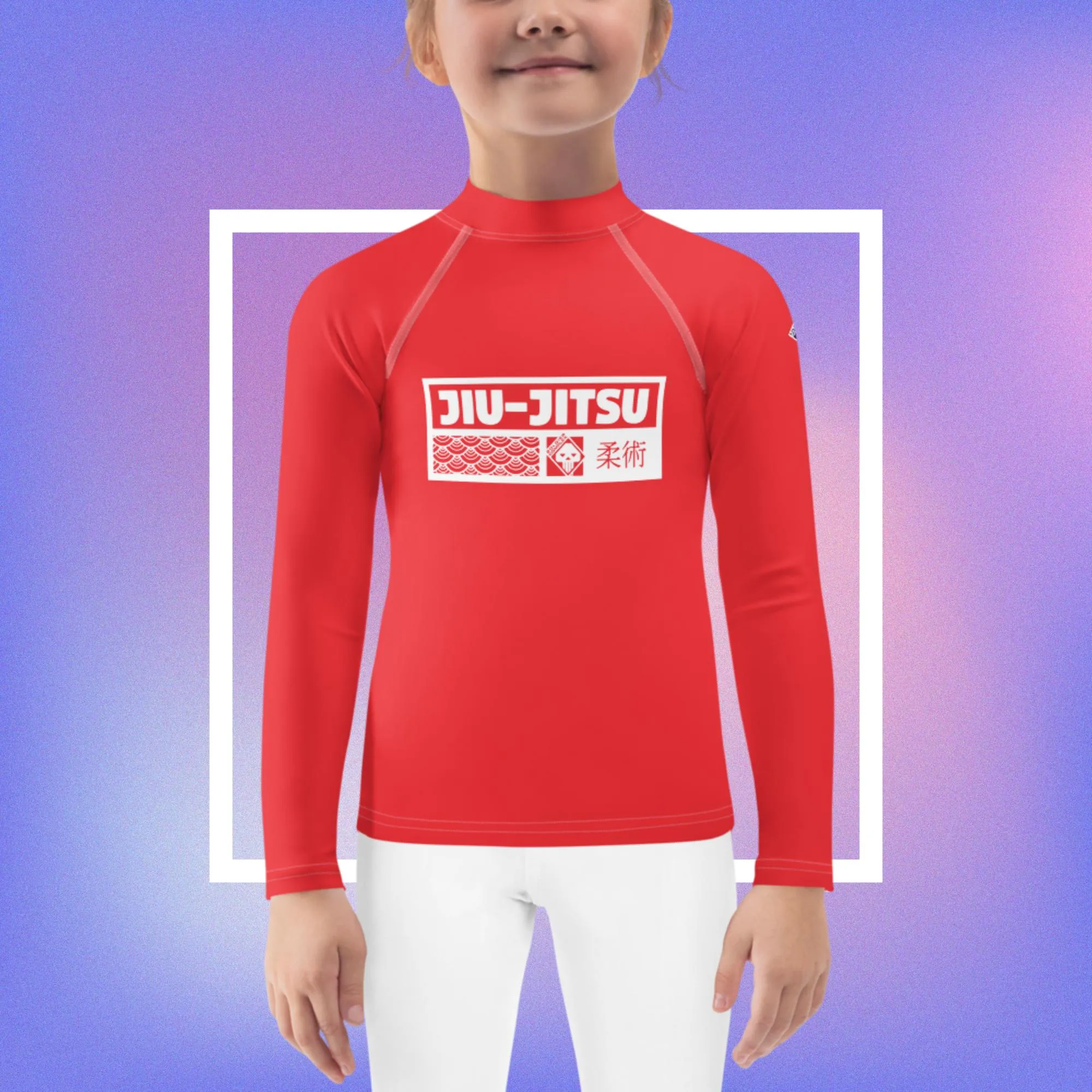 Kid's Girls Long Sleeve BJJ Rash Guard Jiu-Jitsu 001 - Scarlet