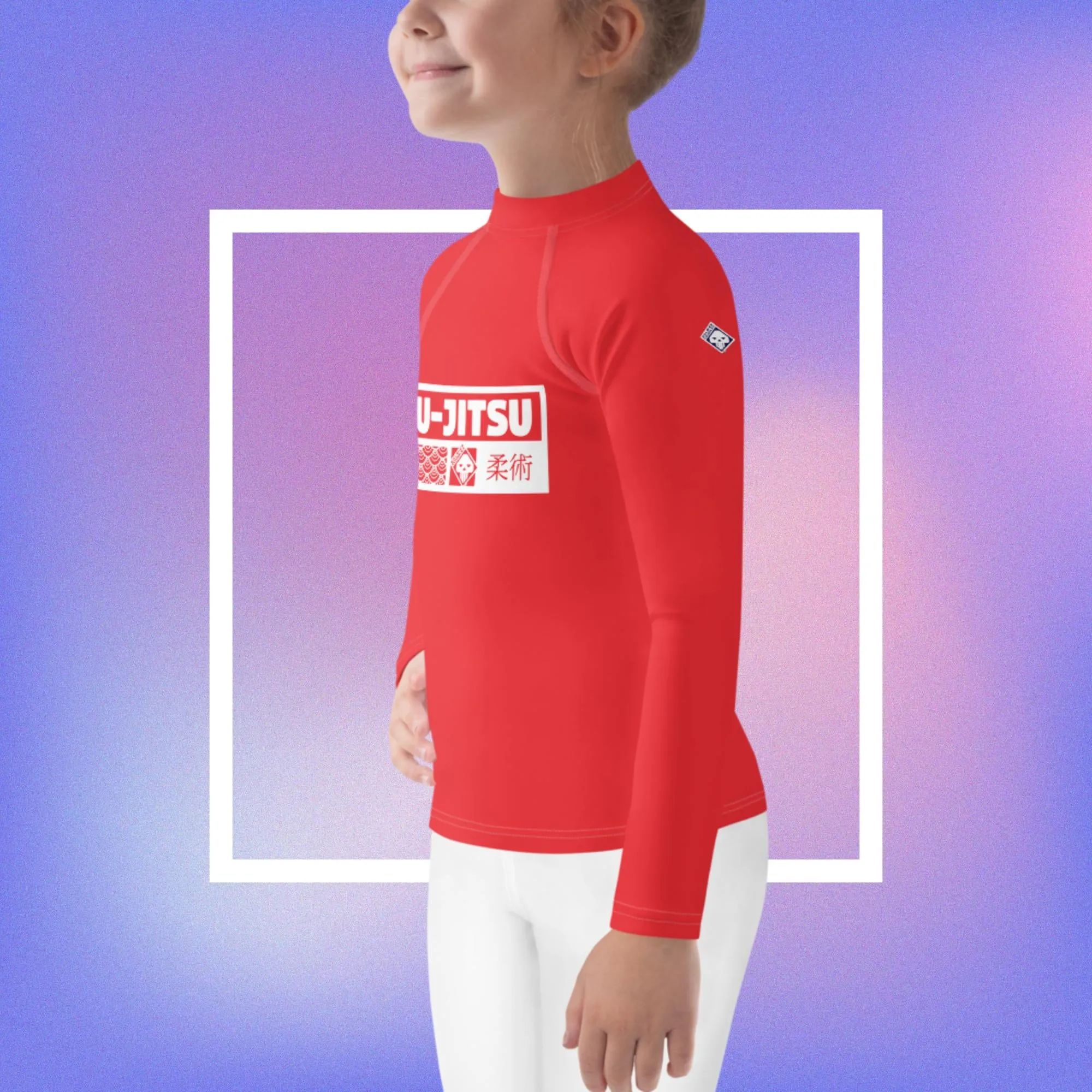 Kid's Girls Long Sleeve BJJ Rash Guard Jiu-Jitsu 001 - Scarlet