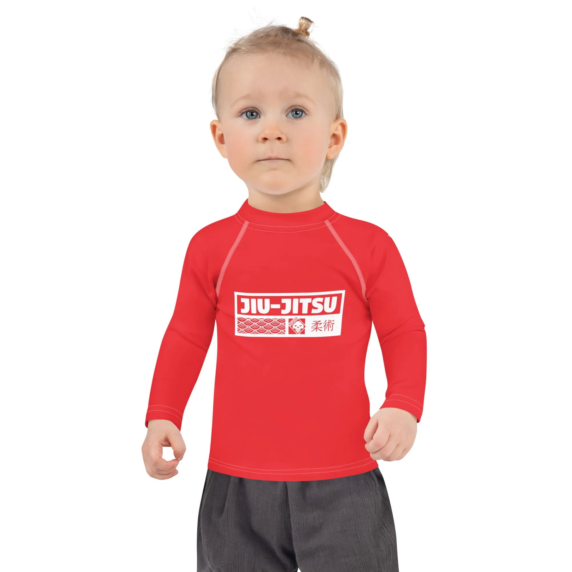 Kid's Girls Long Sleeve BJJ Rash Guard Jiu-Jitsu 001 - Scarlet