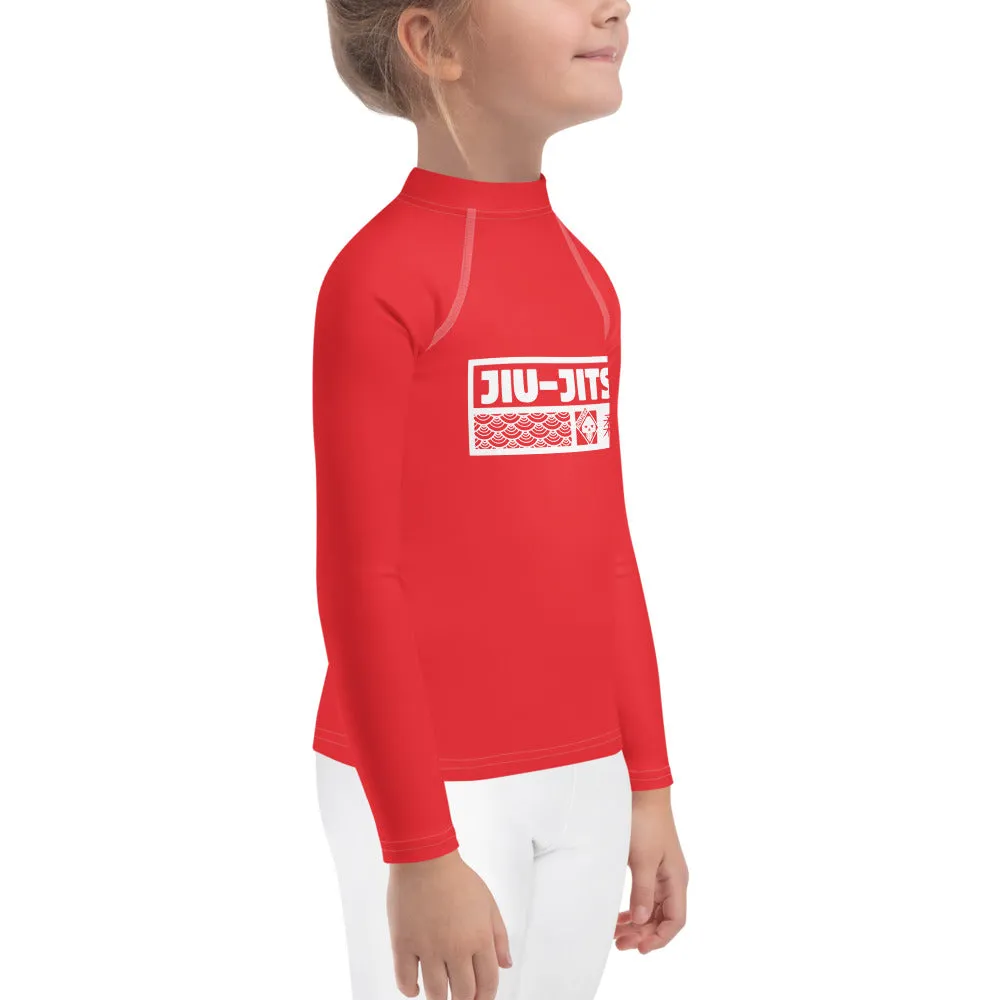 Kid's Girls Long Sleeve BJJ Rash Guard Jiu-Jitsu 001 - Scarlet