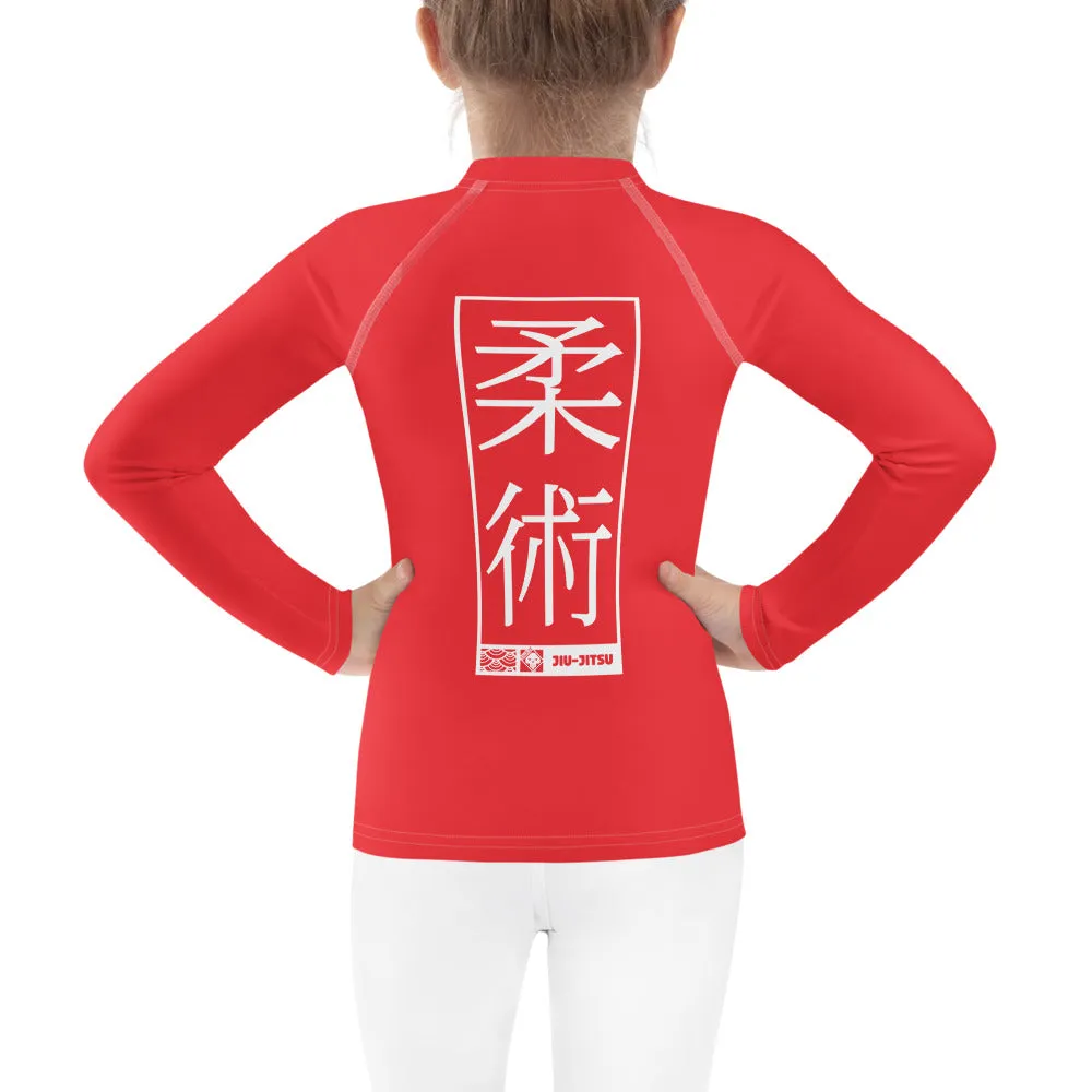 Kid's Girls Long Sleeve BJJ Rash Guard Jiu-Jitsu 001 - Scarlet