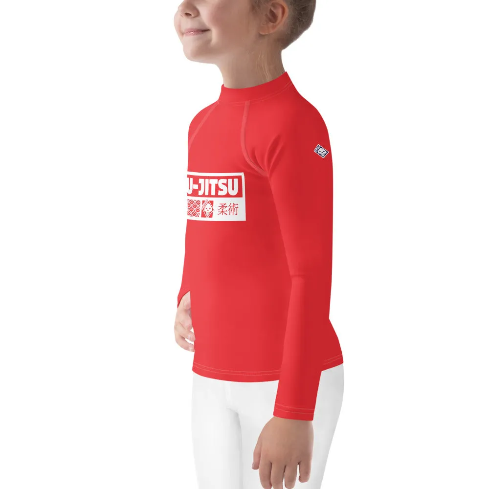 Kid's Girls Long Sleeve BJJ Rash Guard Jiu-Jitsu 001 - Scarlet