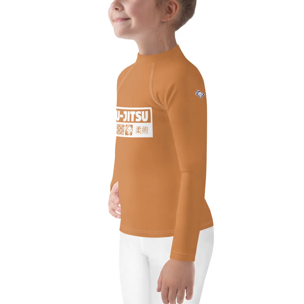 Kid's Girls Long Sleeve BJJ Rash Guard Jiu-Jitsu 007 - Raw Sienna