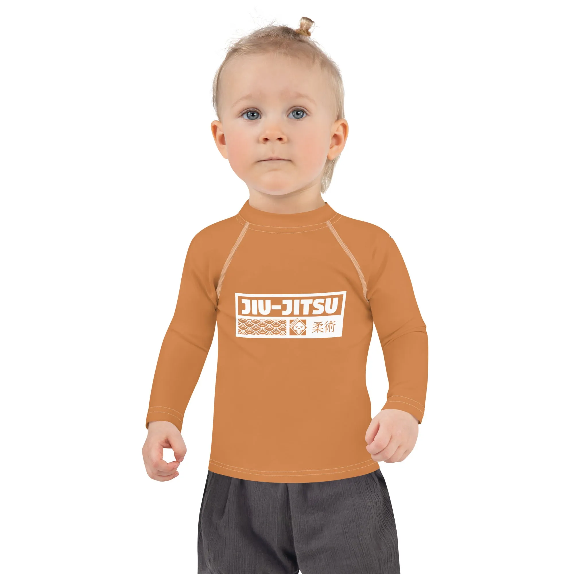 Kid's Girls Long Sleeve BJJ Rash Guard Jiu-Jitsu 007 - Raw Sienna