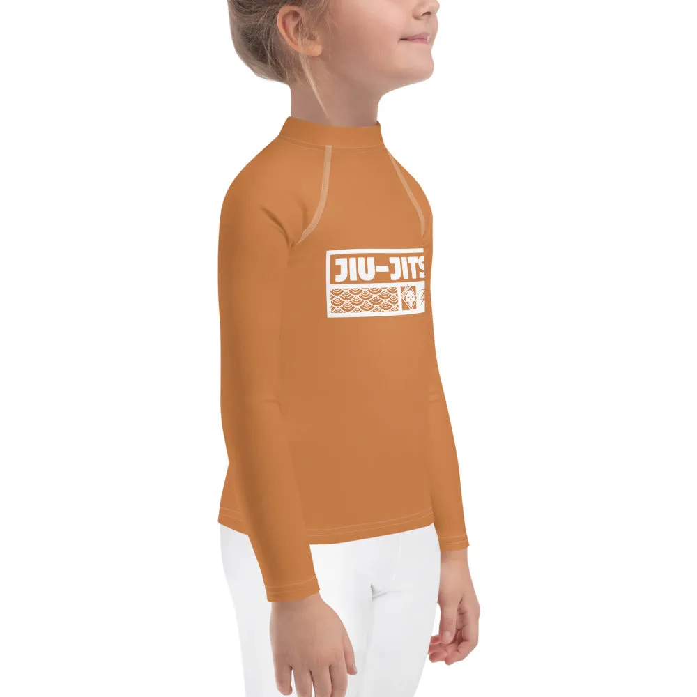 Kid's Girls Long Sleeve BJJ Rash Guard Jiu-Jitsu 007 - Raw Sienna