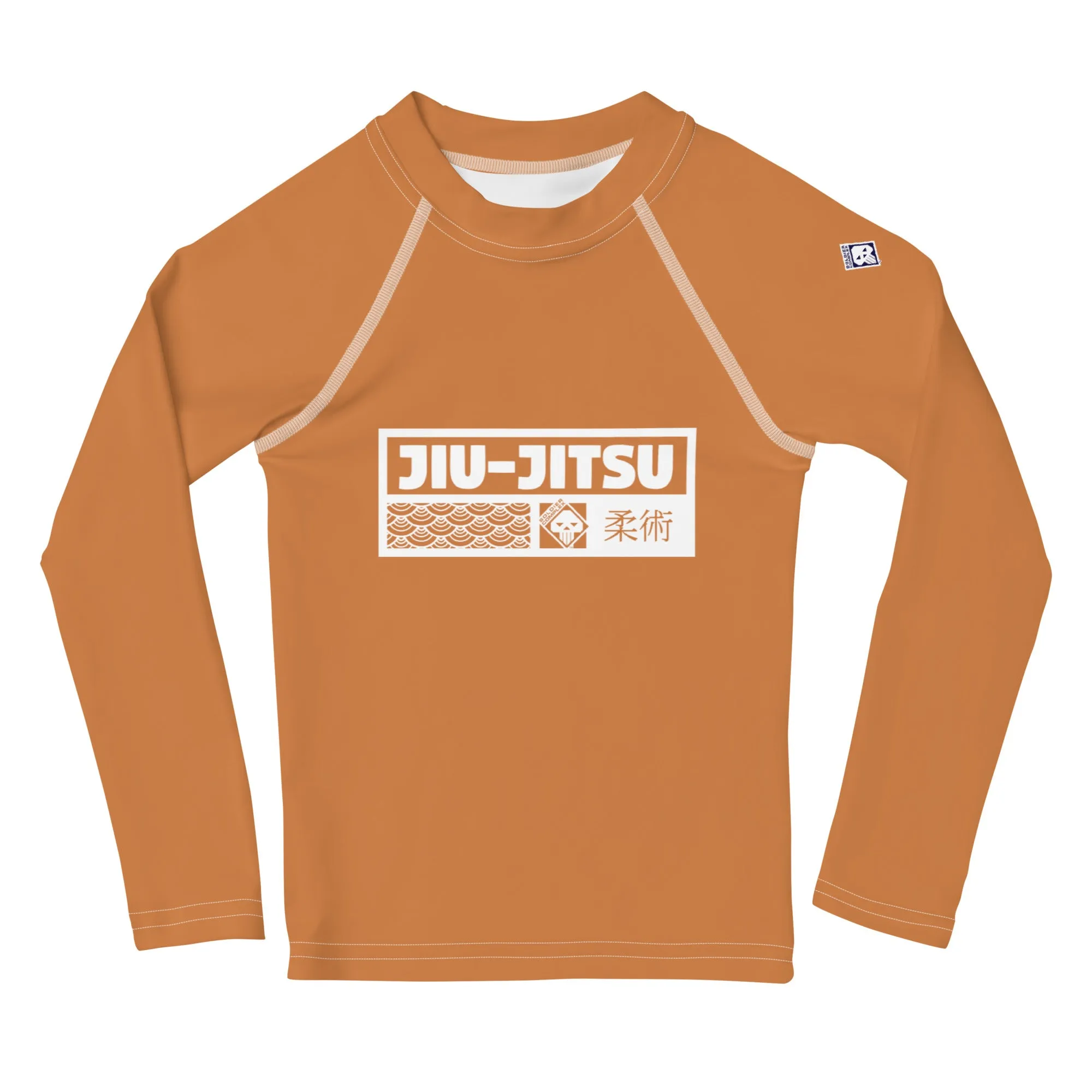 Kid's Girls Long Sleeve BJJ Rash Guard Jiu-Jitsu 007 - Raw Sienna