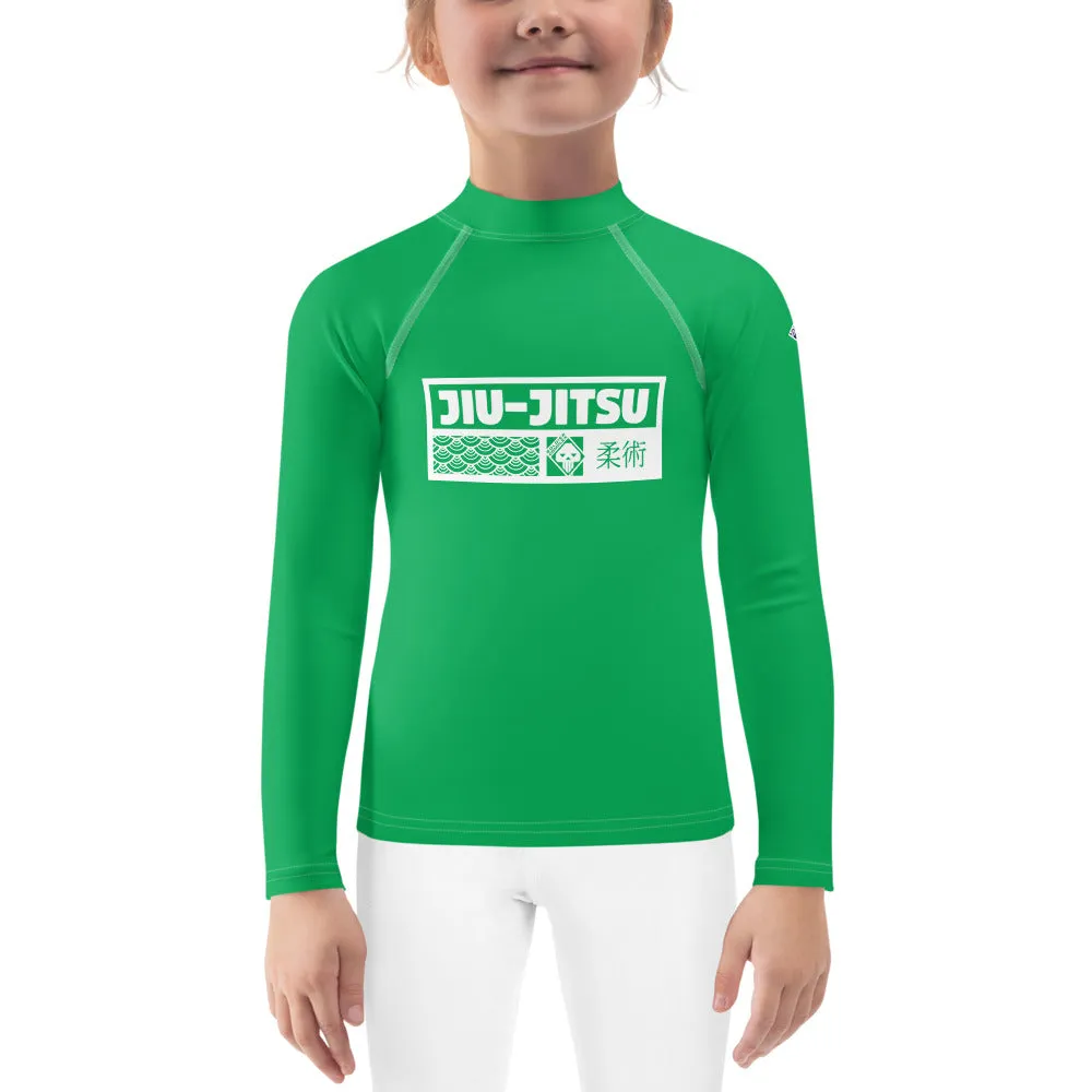 Kid's Girls Long Sleeve BJJ Rash Guard Jiu-Jitsu 009 - Jade