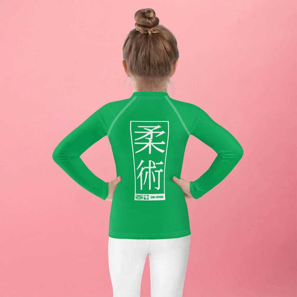 Kid's Girls Long Sleeve BJJ Rash Guard Jiu-Jitsu 009 - Jade