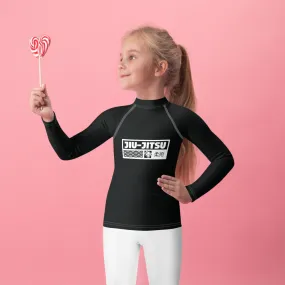 Kid's Girls Long Sleeve BJJ Rash Guard Jiu-Jitsu 015 - Noir