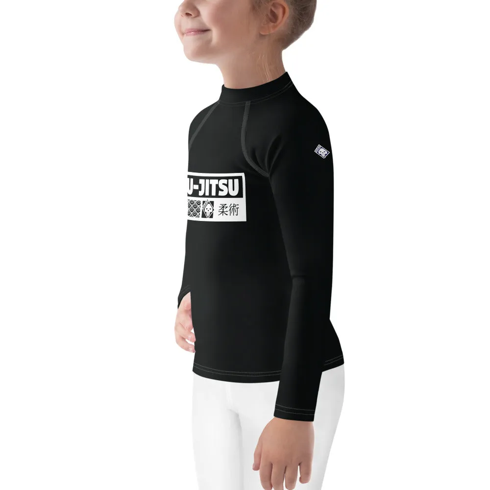 Kid's Girls Long Sleeve BJJ Rash Guard Jiu-Jitsu 015 - Noir