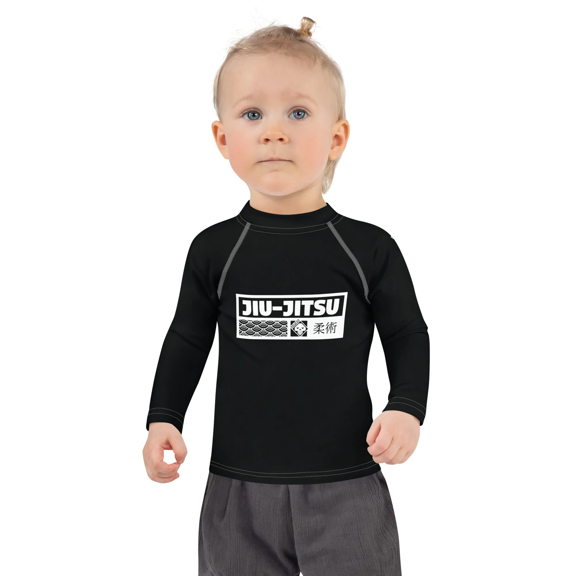 Kid's Girls Long Sleeve BJJ Rash Guard Jiu-Jitsu 015 - Noir