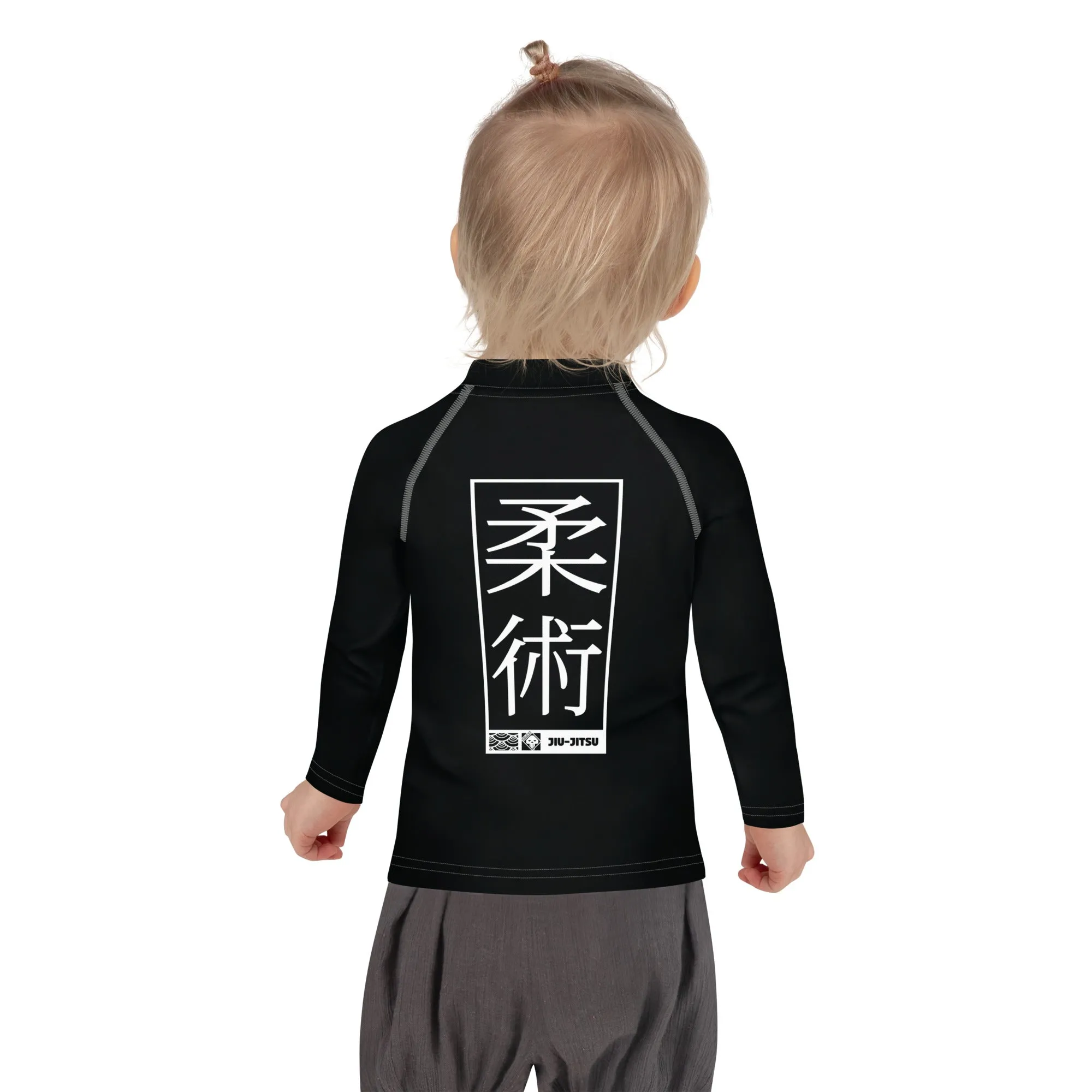 Kid's Girls Long Sleeve BJJ Rash Guard Jiu-Jitsu 015 - Noir