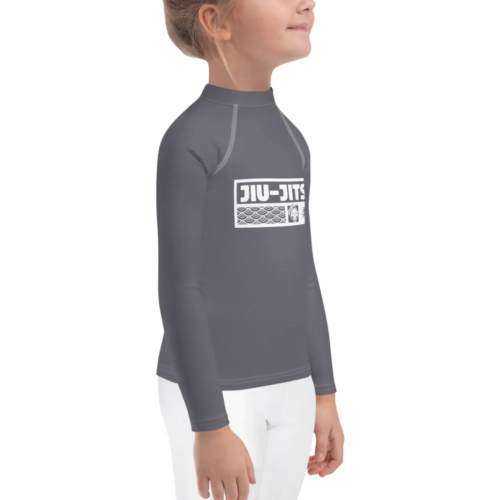 Kid's Girls Long Sleeve BJJ Rash Guard Jiu-Jitsu 019 - Charcoal