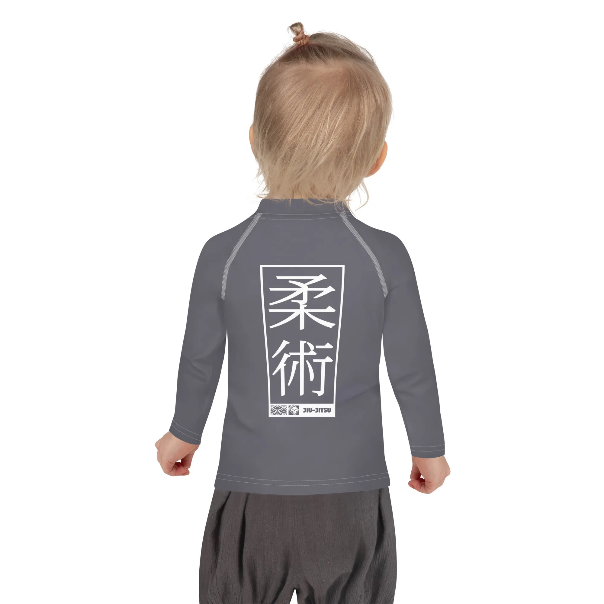 Kid's Girls Long Sleeve BJJ Rash Guard Jiu-Jitsu 019 - Charcoal