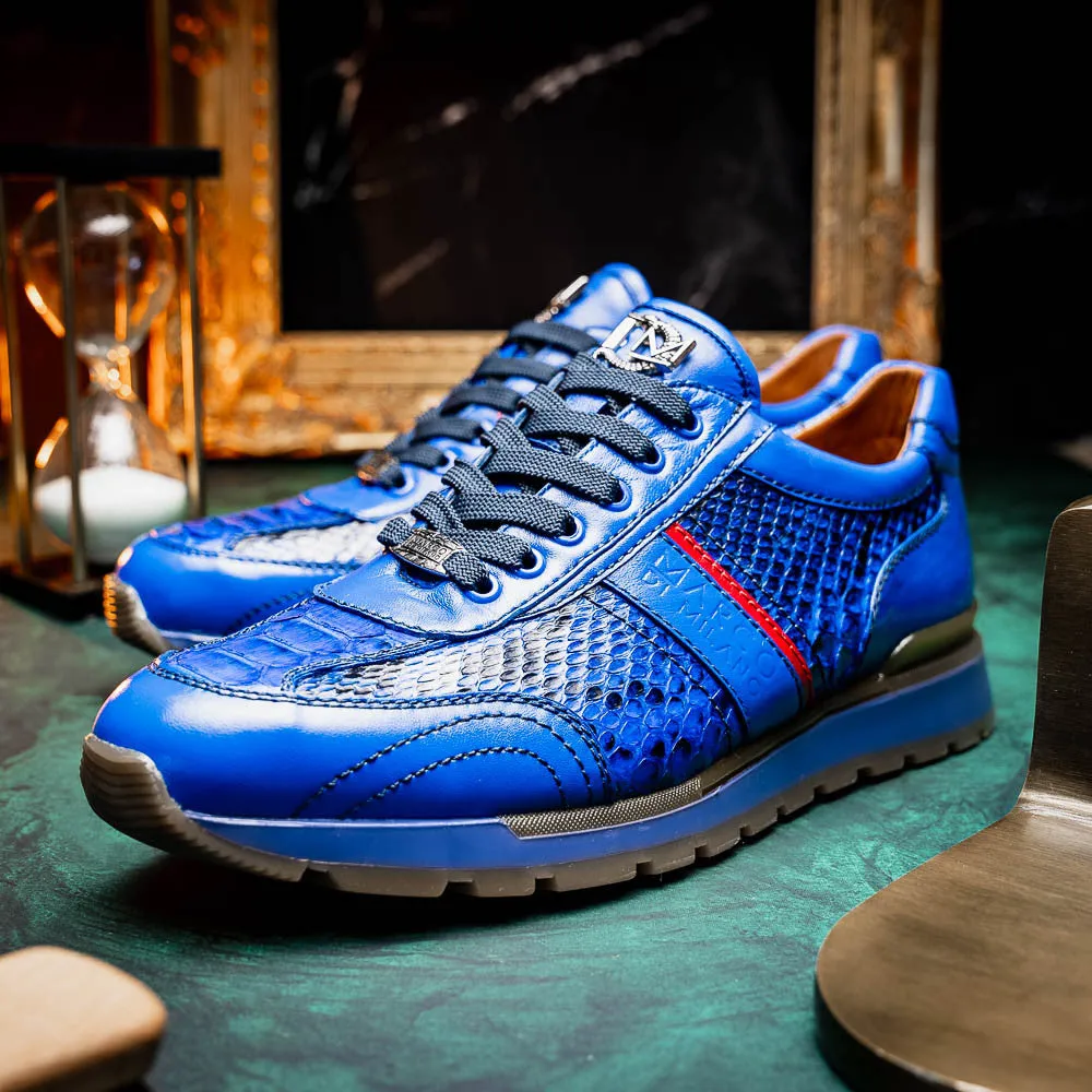 Marco Di Milano BRESCIA Electric Blue Python & Calfskin Sneakers