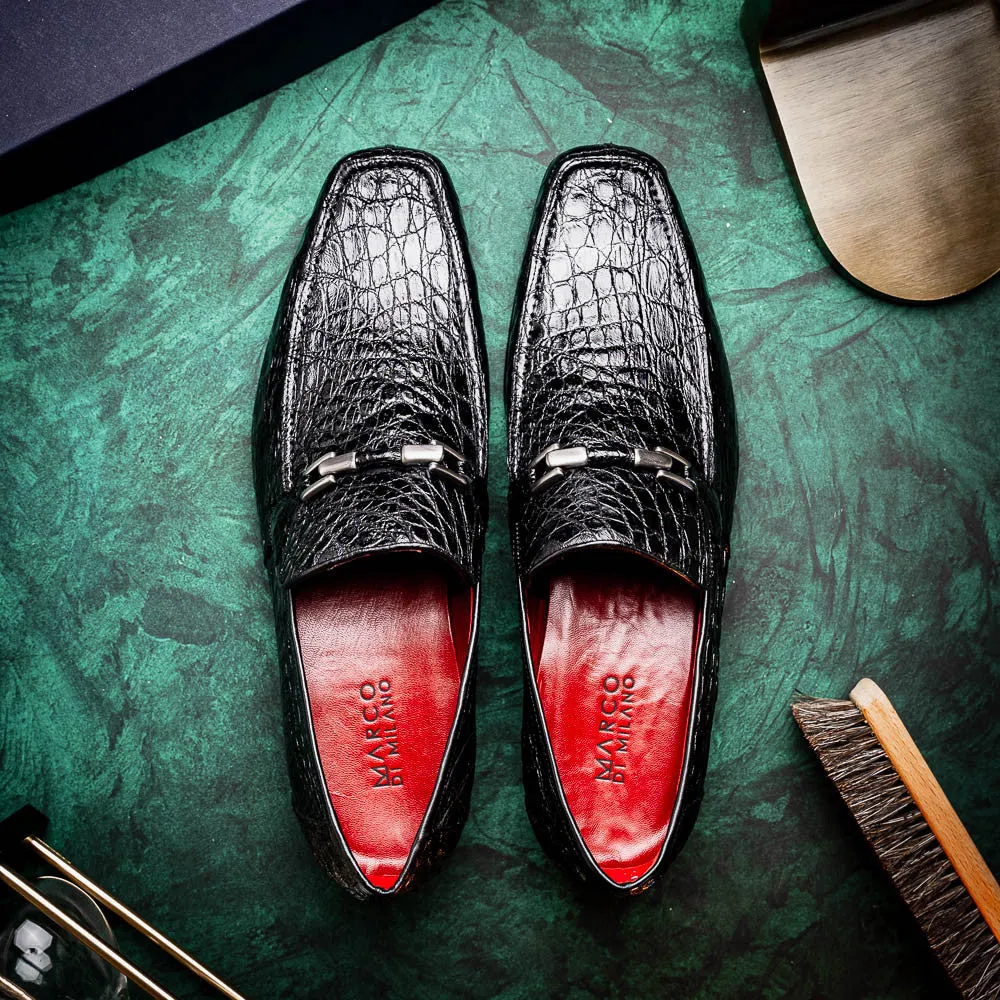 Marco Di Milano Fabro Black Caiman Loafers