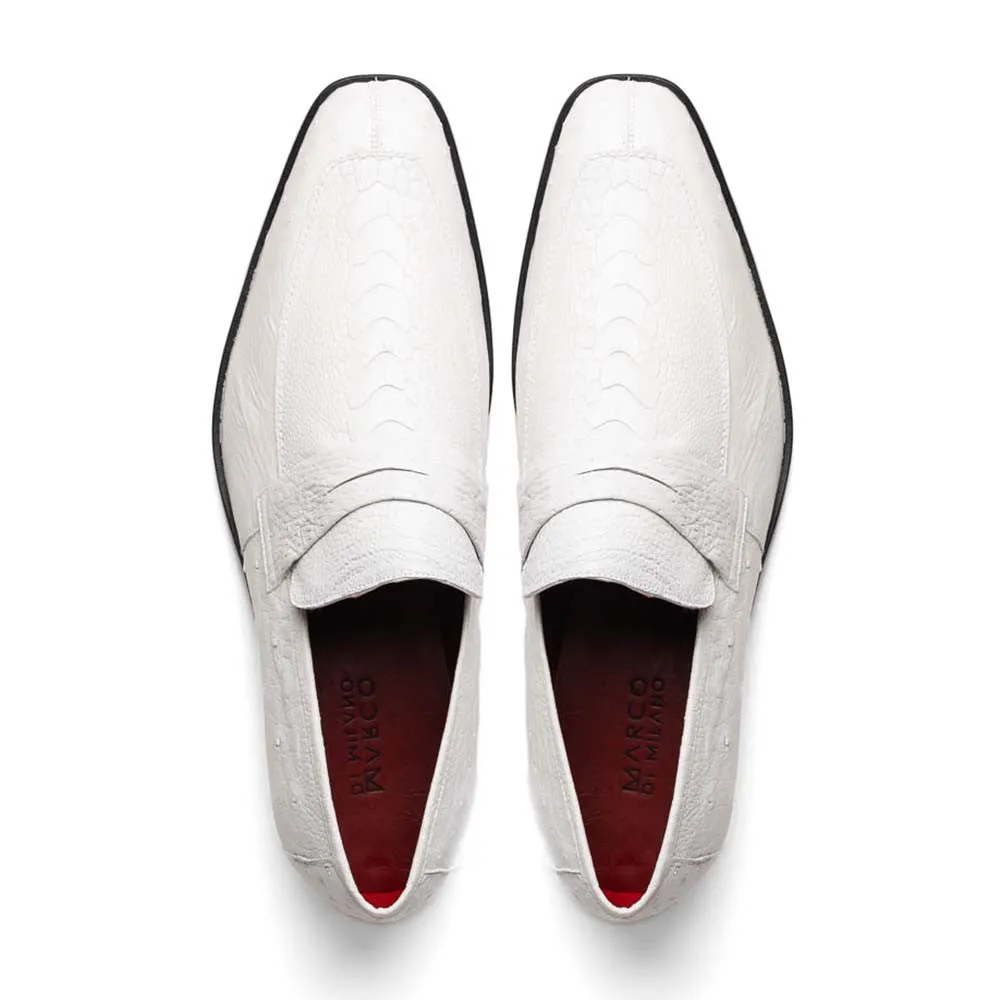 Marco Di Milano Fangio White Exotic Penny Loafer