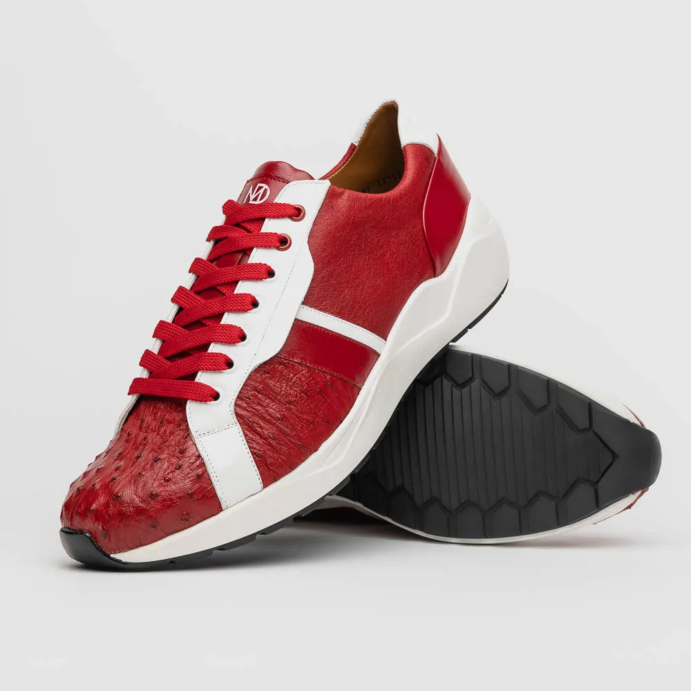 Marco Di Milano LYON II Ostrich and Calfskin Red/White Sneakers